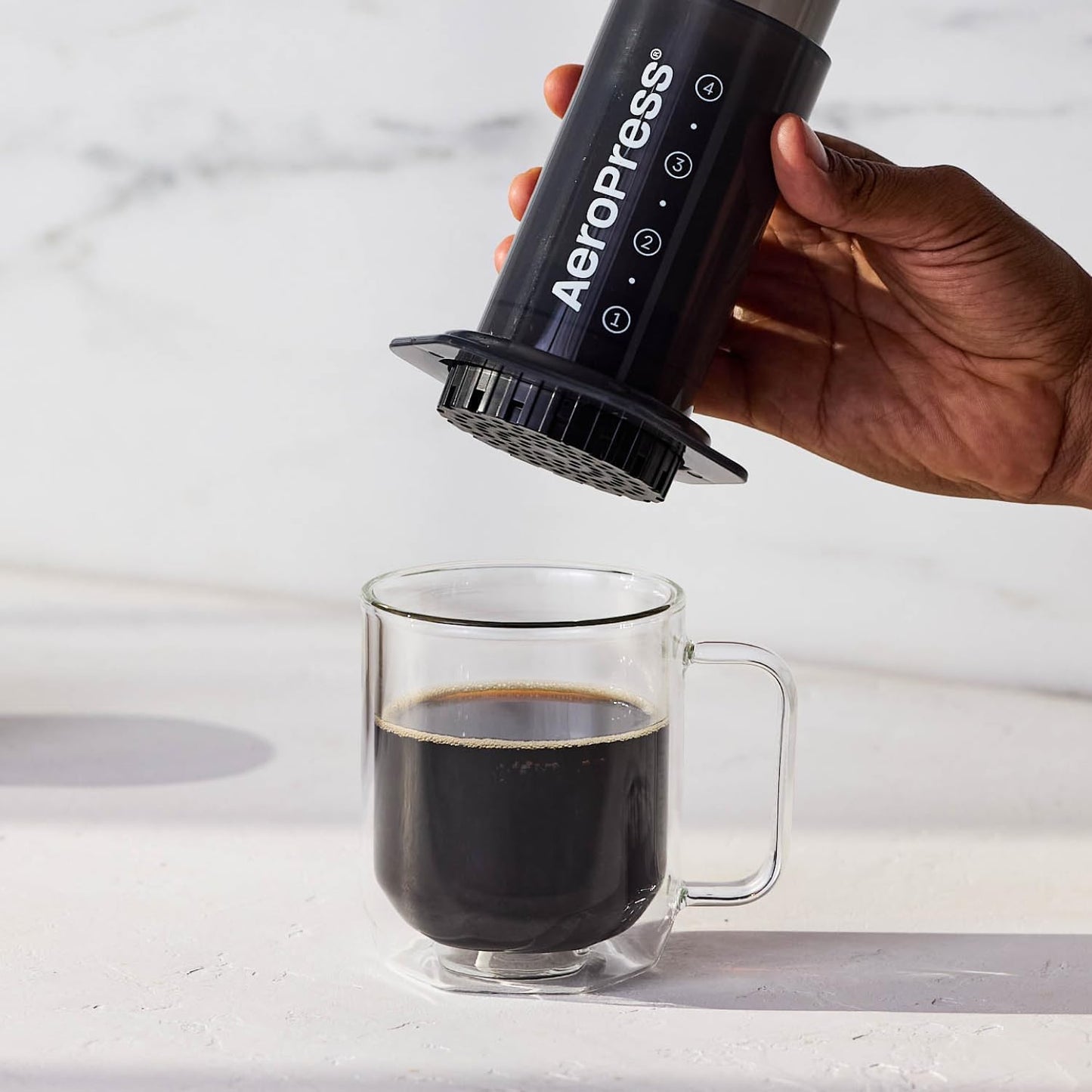 Original Coffee Press - All-In-One French Press, Pour-Over & Espresso Style Manual Brewer, 2 Min Brew for Less Bitterness, More Flavor, Small Portable Coffee Maker, Travel & Camping